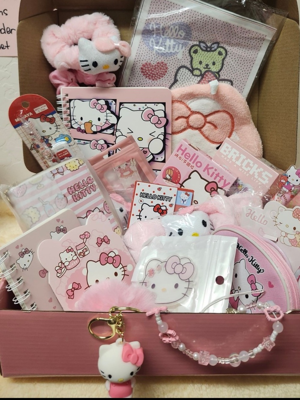 Hello Kitty Sanrio Mystery Box 40+ NEW makeup, pens, bag, memo, hair, jewelry